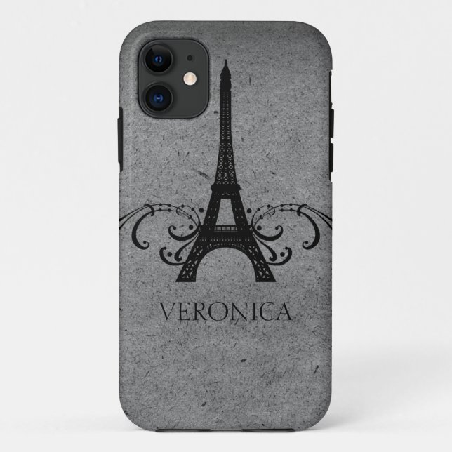 Grey Vintage French Flourish Case-Mate iPhone Case (Back)