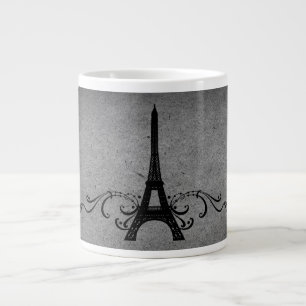 Grey Vintage French Flourish Large Coffee Mug