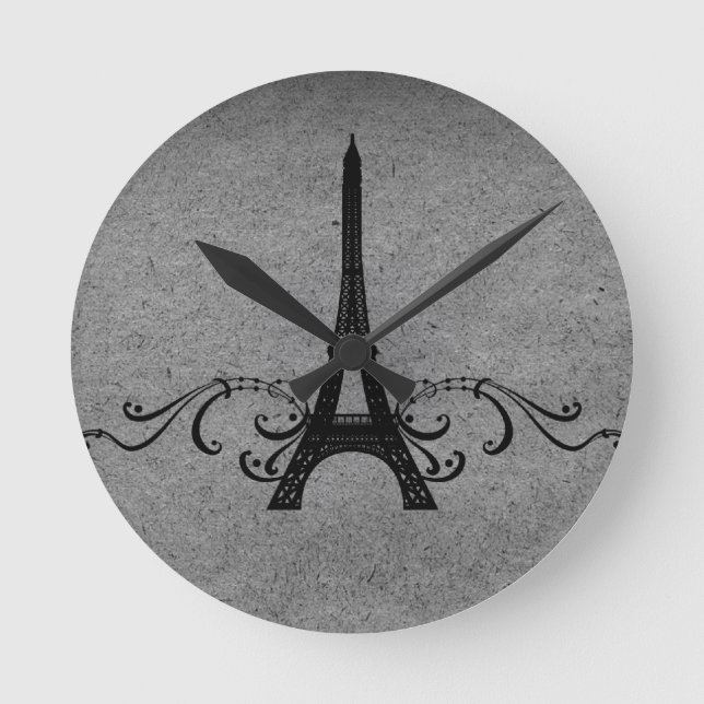 Grey Vintage French Flourish Round Clock (Front)