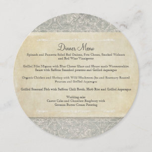 Grey Vintage French Regency Lace Weddings Menu