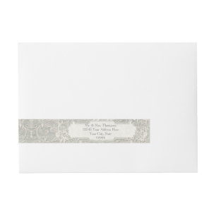 Grey Vintage French Regency Lace Weddings Wraparound Address Label