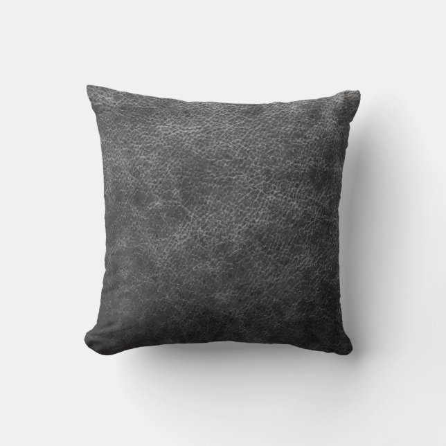 Grey vintage leather texture cushion (Front)