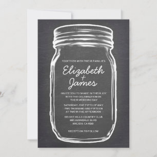 Grey Vintage Mason Jar Wedding Invitations
