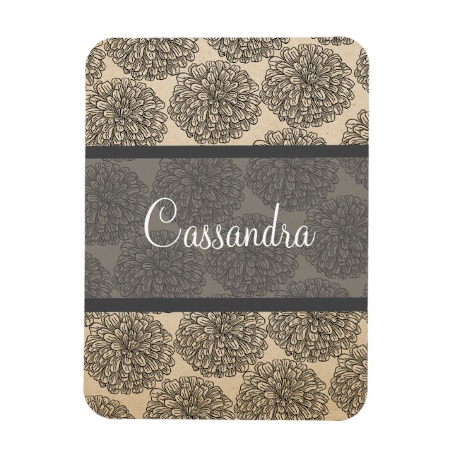 Grey Vintage Zinnia Premium Magnet (Vertical)