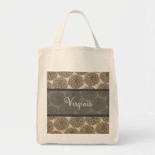 Grey Vintage Zinnia Tote Bag