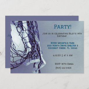 Grey Volleyball Birthday  Invitation