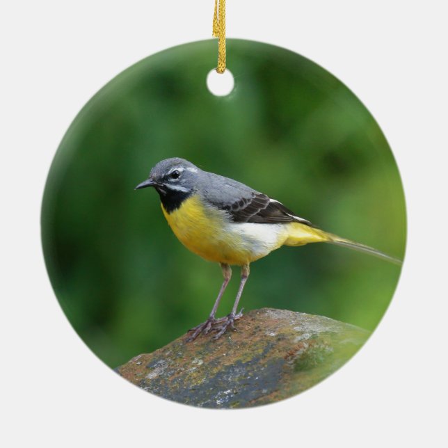 Grey Wagtail - bird Ceramic Tree Decoration (Back)