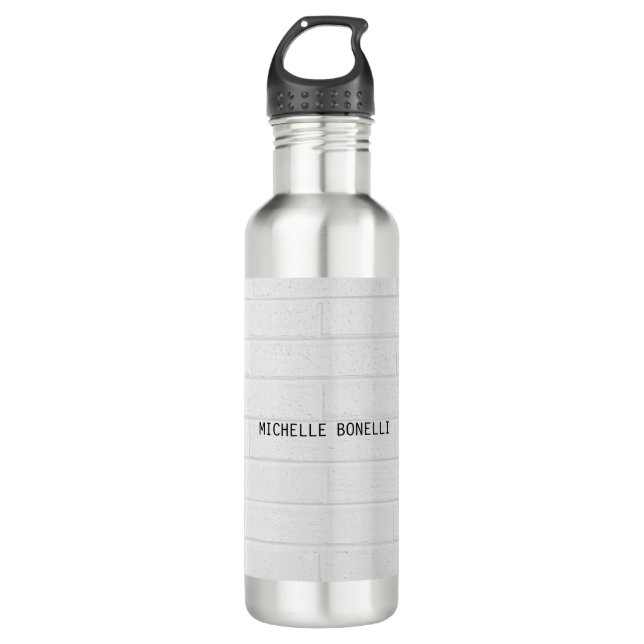 Grey  Wall Bricks Design Plain Legible Modern 710 Ml Water Bottle (Front)