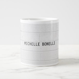 Grey  Wall Bricks Design Plain Legible Modern Large Coffee Mug