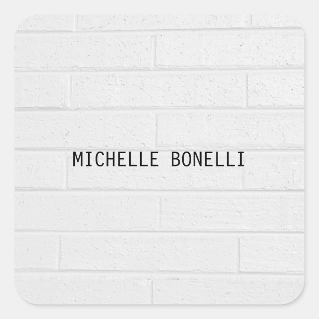 Grey  Wall Bricks Design Plain Legible Modern Square Sticker (Front)