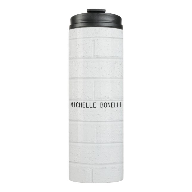 Grey  Wall Bricks Design Plain Legible Modern Thermal Tumbler (Front)