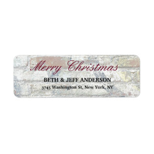 Grey Wall Merry Christmas Message Family Sheet Return Address Label