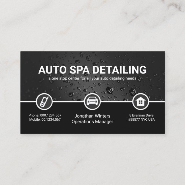 Grey Water Drop Special Auto Border Car Wash Business Card (Front)