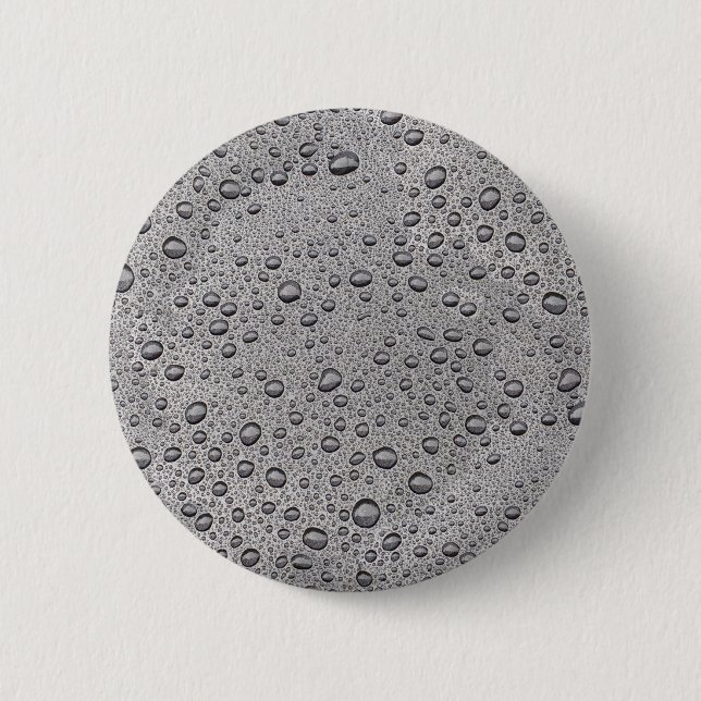 Grey water droplets 6 cm round badge (Front)