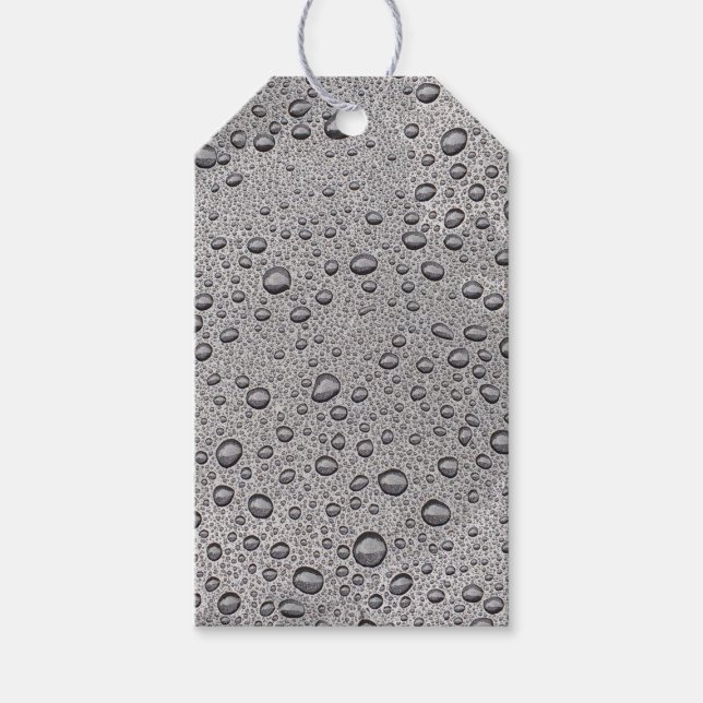Grey water droplets gift tags (Front)