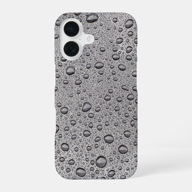 Grey water droplets  iPhone 16 case (Back)