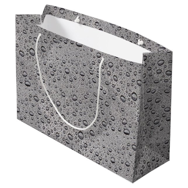 Grey water droplets large gift bag (Back Angled)
