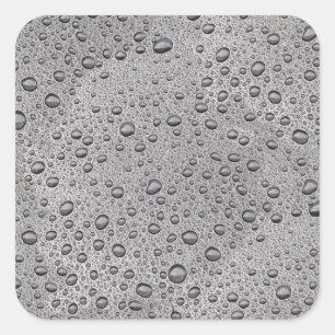 Grey water droplets square sticker
