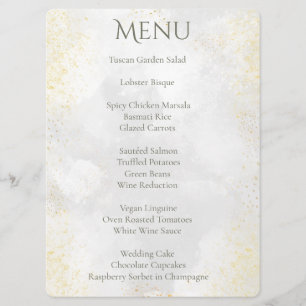 Grey Watercolor and Gold Dust Round Return Address Menu