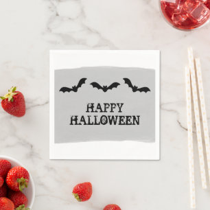 Grey Watercolor Bats Halloween Paper Napkins