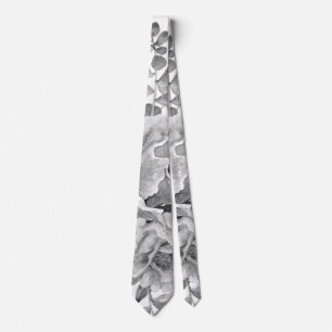 Grey watercolor cactus flowers, succulent n tie