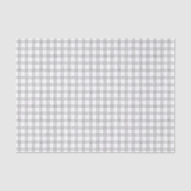 Grey Watercolor Gingham Tissue Paper (Front)
