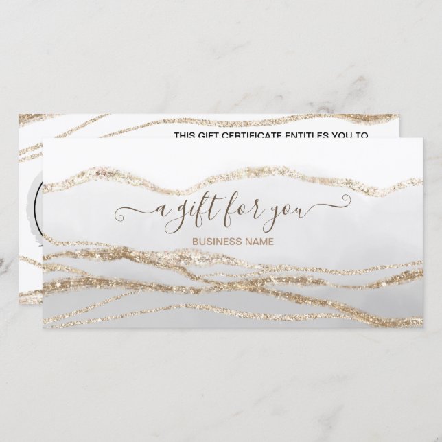 Grey watercolor gold logo gift certificate (Front/Back)