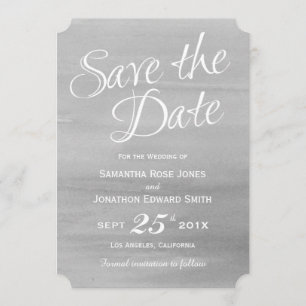 Grey Watercolor Save the Date Card