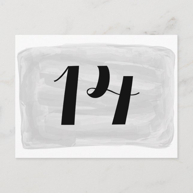 Grey Watercolor Table Number Postcard (Front)