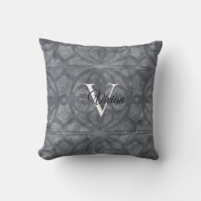 Grey Watercolor Throw Pillow (Front)