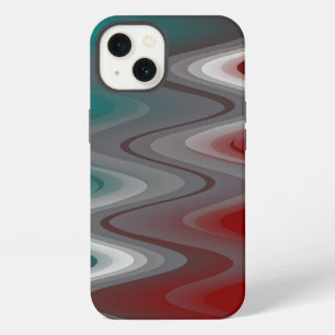 Grey waves on burgundy teal iPhone 13 case