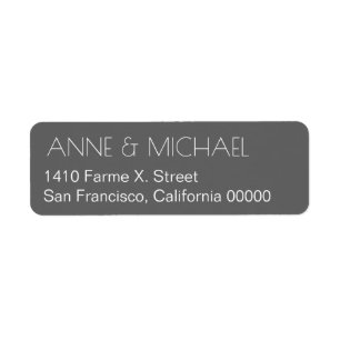 grey wedding address label with couple names return address label