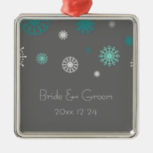Grey Wedding Custom Name Christmas Ornament