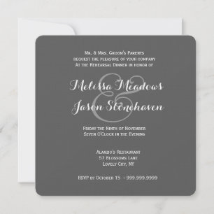 Grey Wedding Damask Lace Rehearsal Dinner 3 Invitation