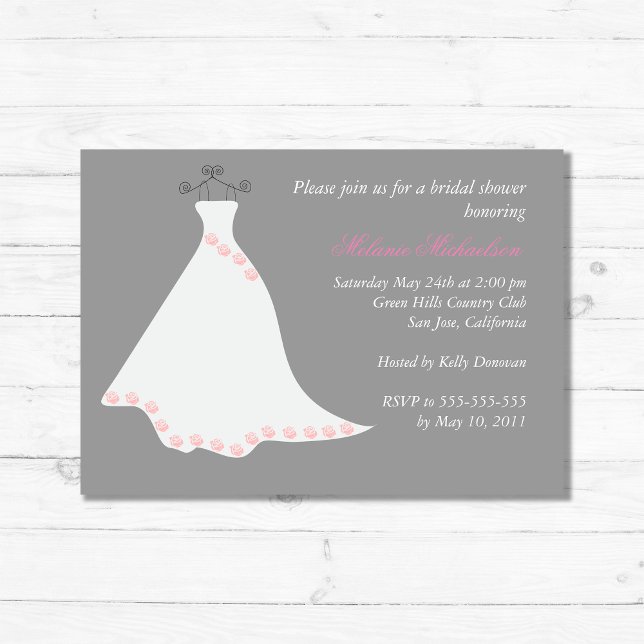 Grey Wedding Gown Bridal Shower Invitation (Creator Uploaded)