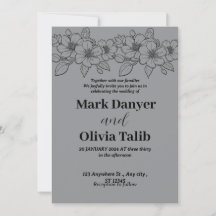Grey wedding invitation / simple & romantic design
