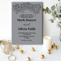 Grey wedding invitation / simple & romantic design