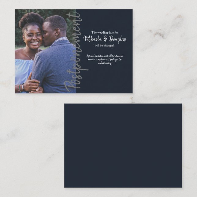 Grey Wedding Postponement Card (Front/Back)