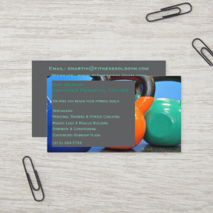 Grey Weights Gym Personal Trainer Fitness Centre Business Card