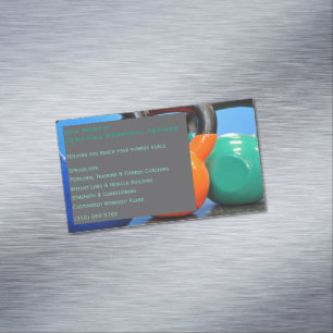 Grey Weights Gym Personal Trainer Fitness Centre Magnetic Business Card