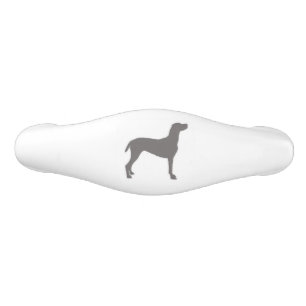 Grey Weimaraner Silhouettes on White Background Ceramic Drawer Pull