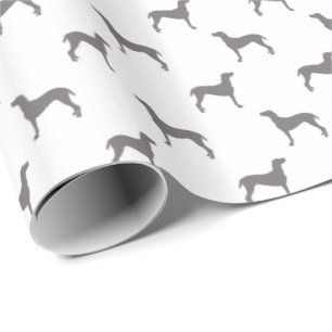 Grey Weimaraner Silhouettes on White Background Wrapping Paper