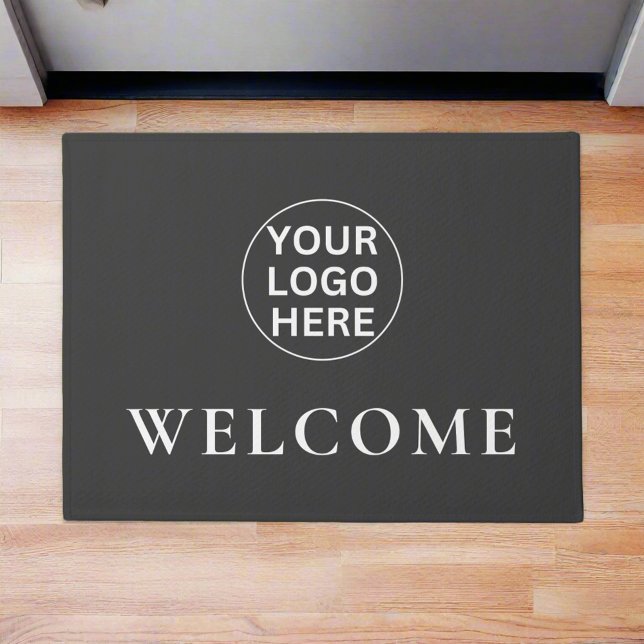 Grey Welcome logo l Professional Business Branding Doormat (Creator Uploaded)