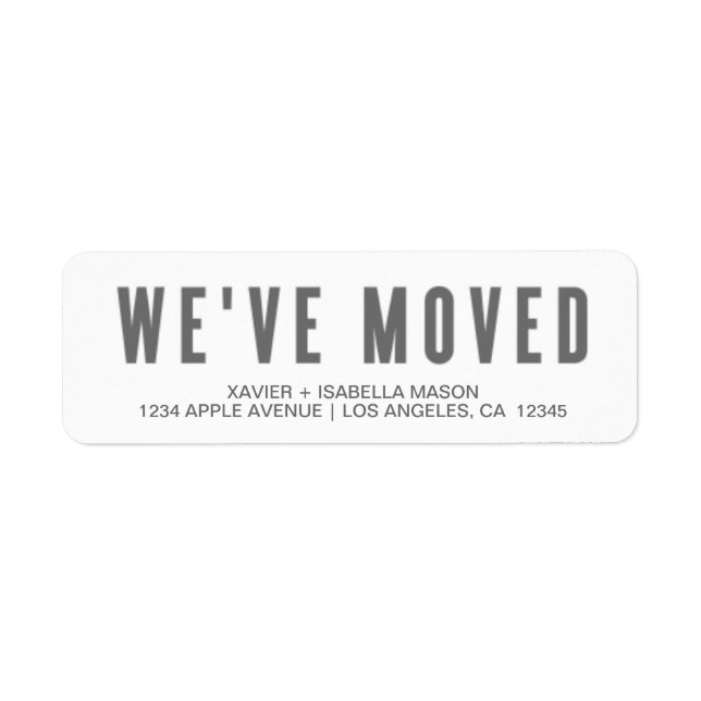 Grey We've Moved Return Address Label (Front)