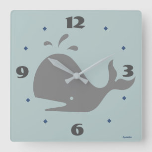 Grey Whale Animals Digital Art Square Wall Clock