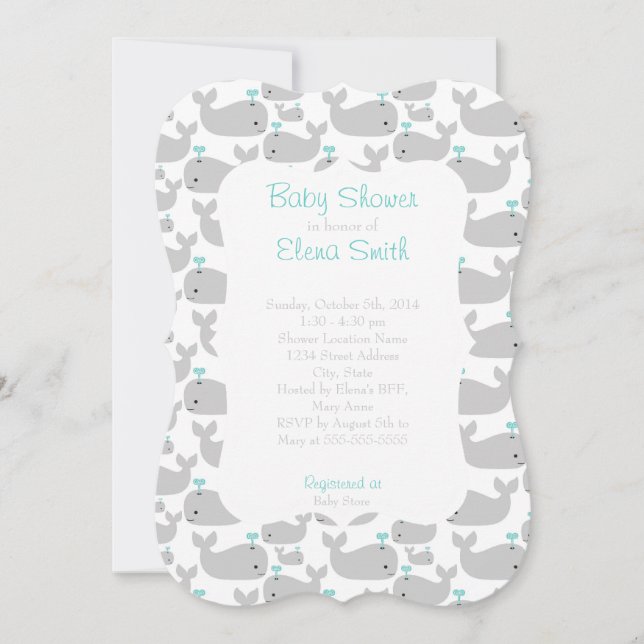 Grey Whale Baby Shower Invitation (Front)