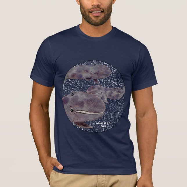 Grey Whales in Space T Shirt -Customise text (Front)