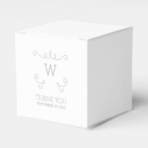 Grey Whimsical Flourish Monogram Favour Boxes
