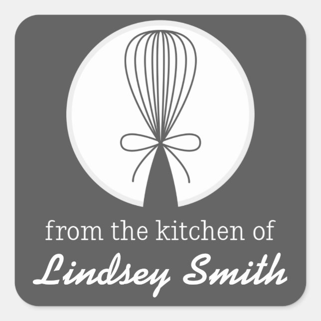 Grey Whisk Silhouette Kitchen Labels (Front)