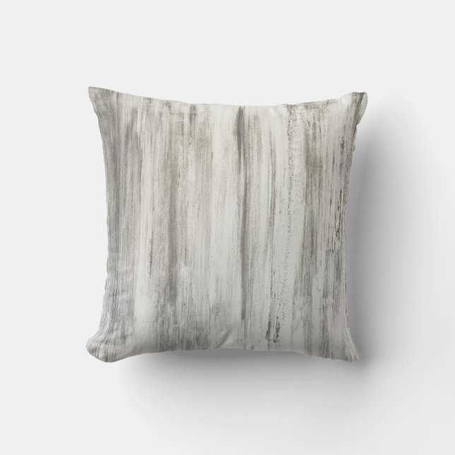 Grey & White Abstract Stripe Throw Pillow (Front)
